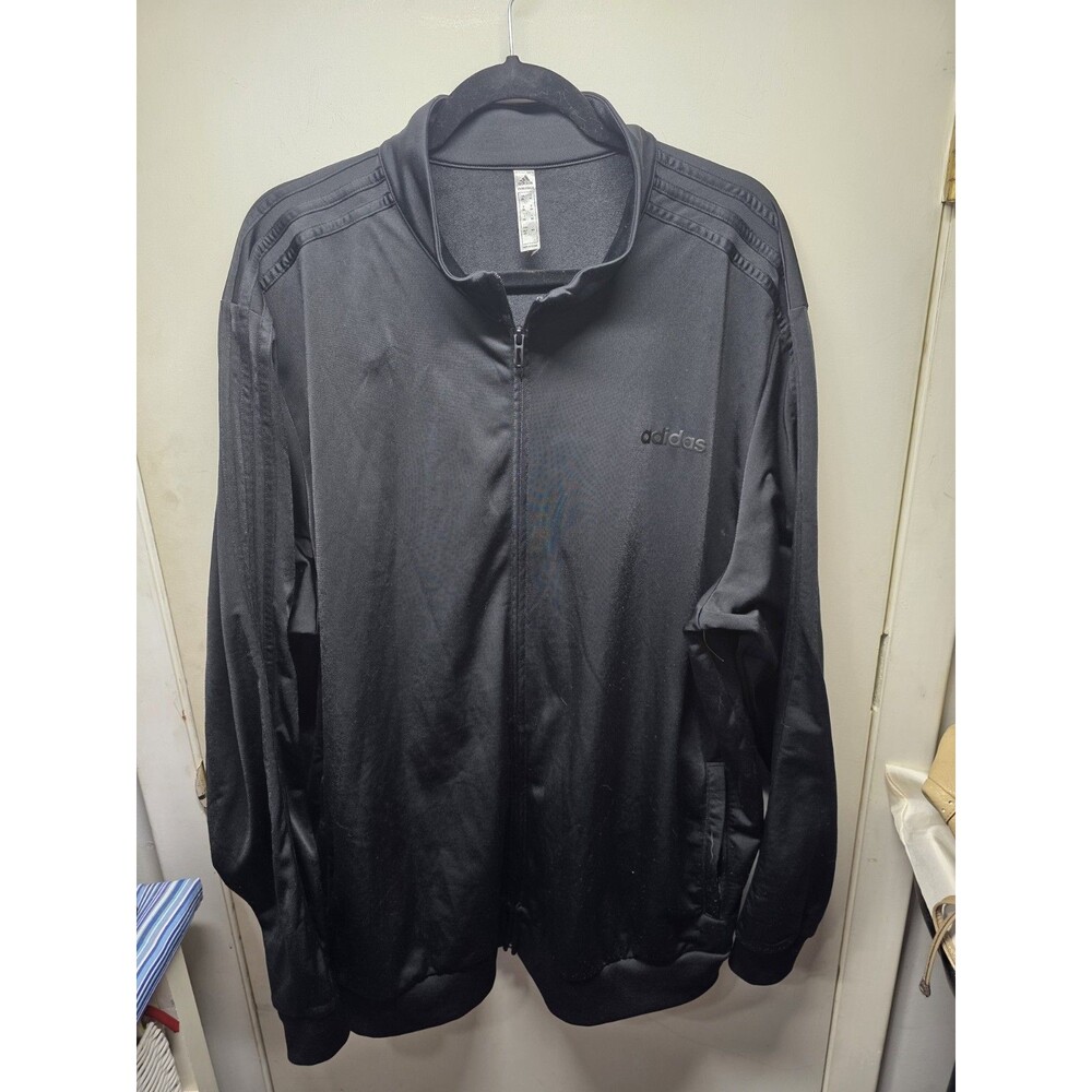 Adidas Essentials 3XL Warm Up 3 Stripes All Black Track Jacket